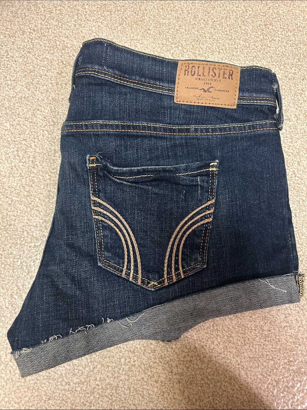Hollister Women’s Dark Indigo Cropped Denim Shorts